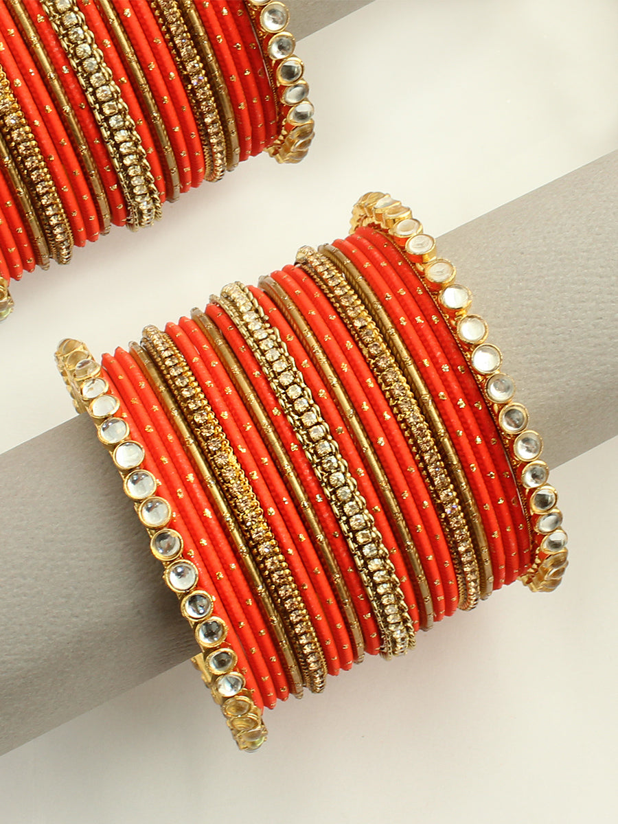 Ruchika Bangle Set / Stack -Orange