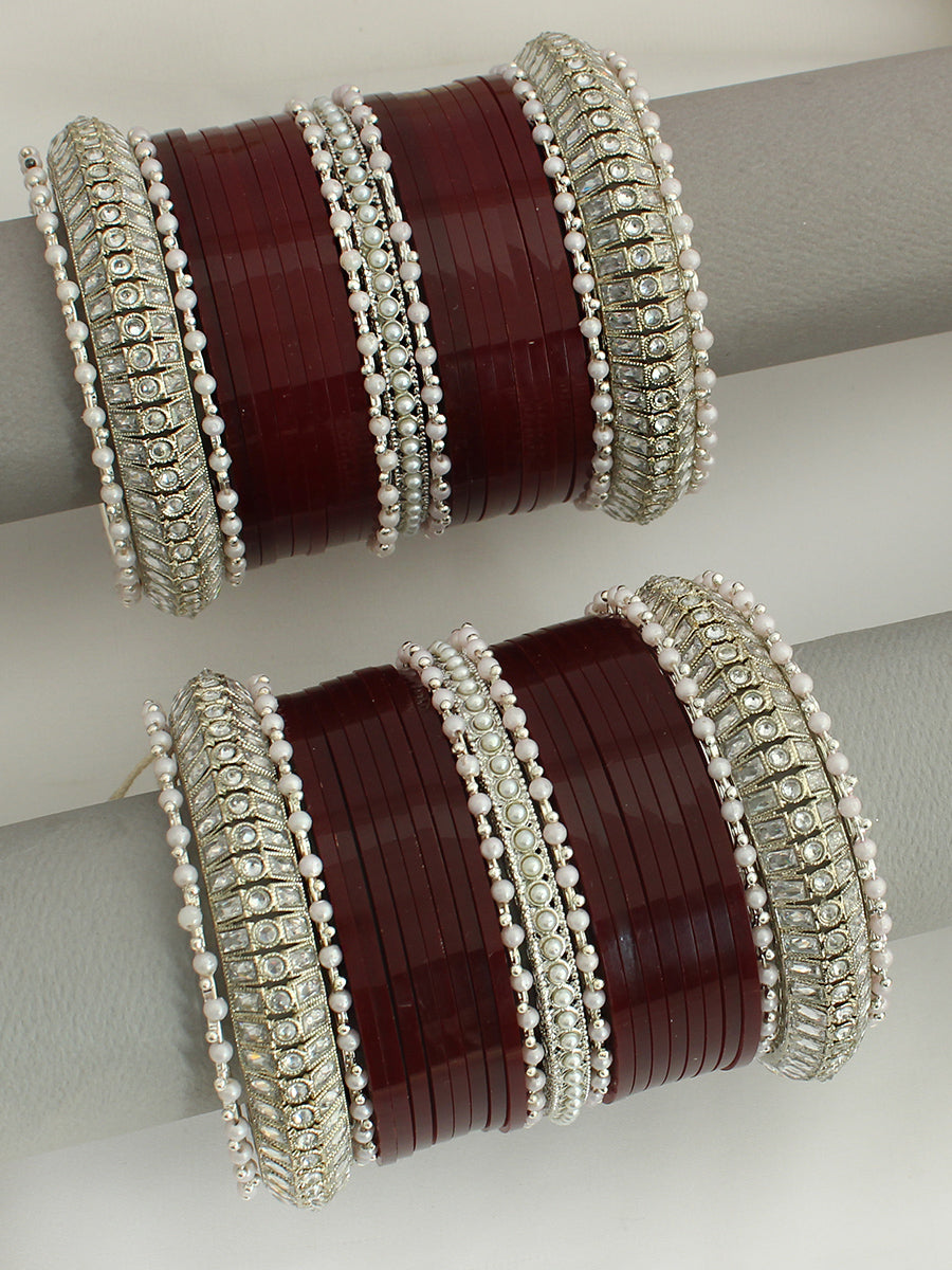 Prachi Bridal Choora Bangle Set-Marron