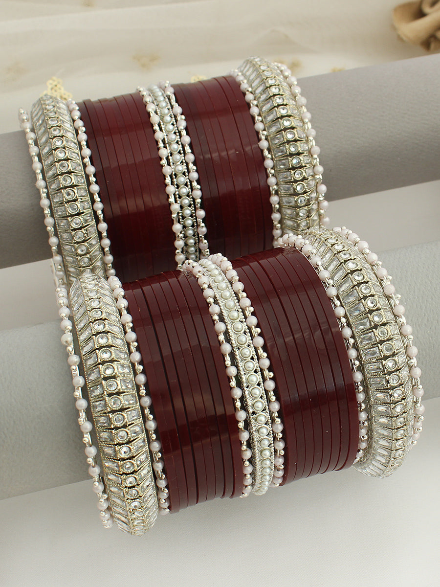 Prachi Bridal Choora Bangle Set-Marron