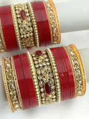 Sonam Bridal Choora Bangle Set-Maroon