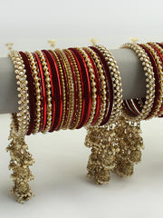 Shikha Bangle Set / Stack-Maroon