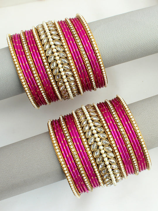 Nida Bangle Set /Stack-Hot Pink