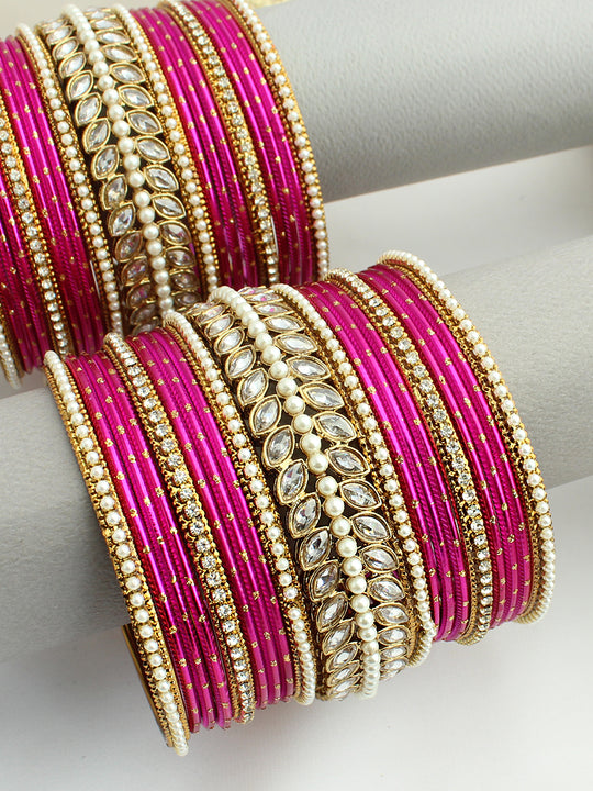 Nida Bangle Set /Stack-Hot Pink