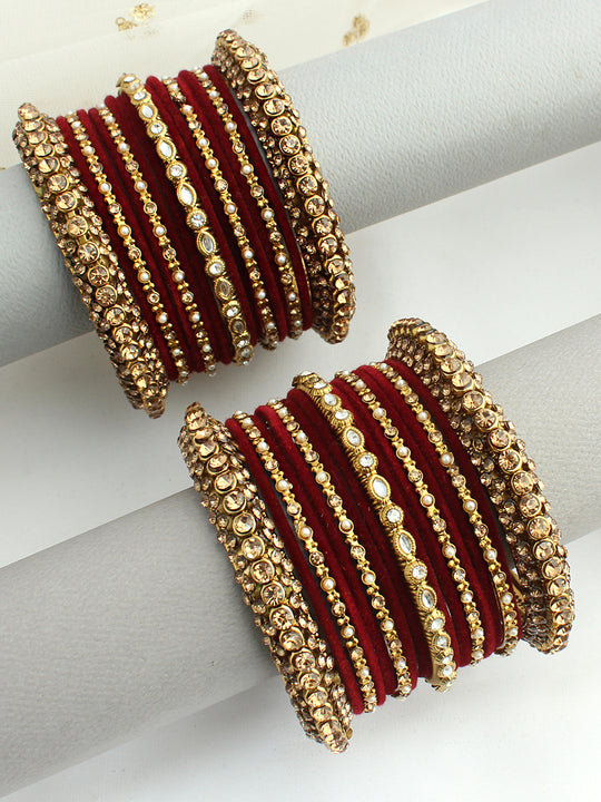 Yuvika Bangle Set / Stack -Maroon