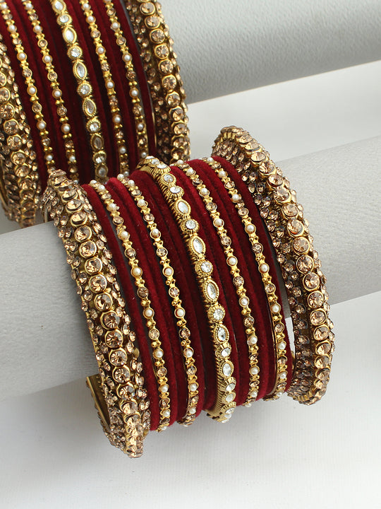 Yuvika Bangle Set / Stack-Maroon