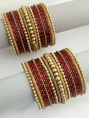 Hooria Bangle Set / Stack-Maroon