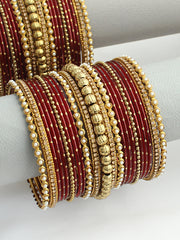 Hooria Bangle Set / Stack-maroon