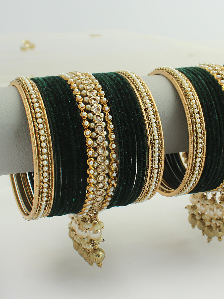 Raavi Bangle Set / Stack-Green