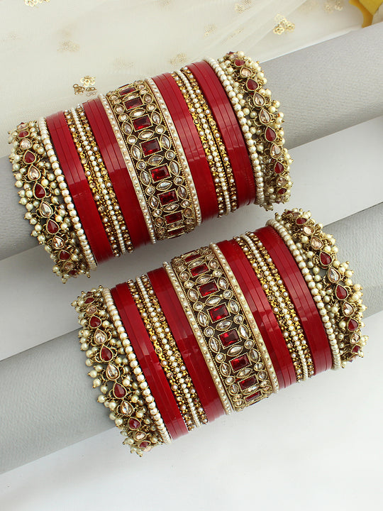 Shruti Bridal Choora Bangle Set-maroon