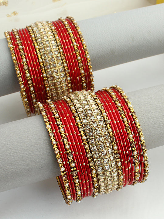 Begum Bangle Set / Stack -Red