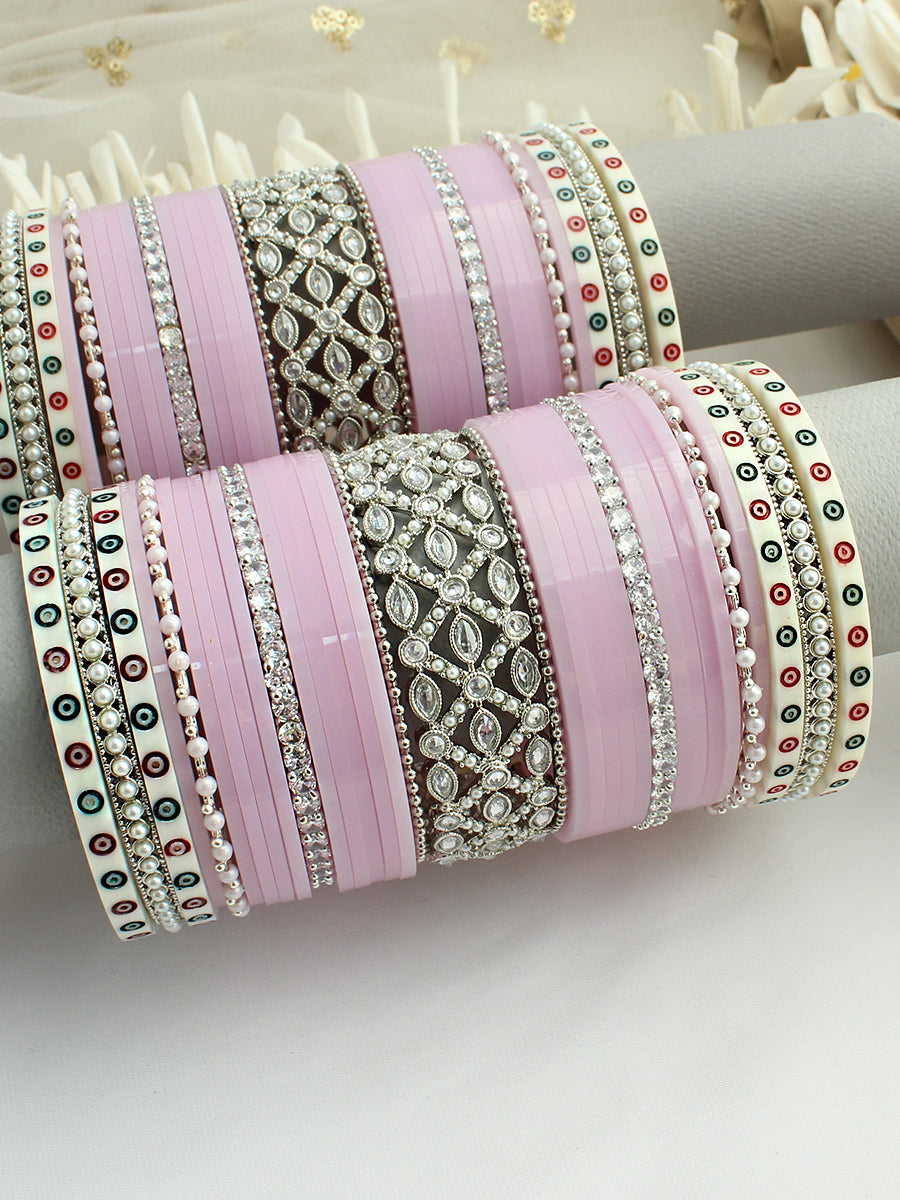 Ishrat Bridal Choora Bangle Set - pastel pink