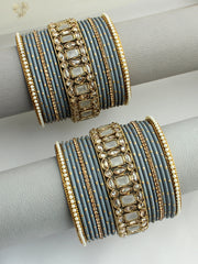 Nishita Bangle Set / Stack-Grey