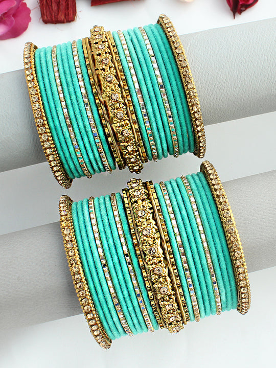 Nikisha Bangle Set / Stack-Sea Green