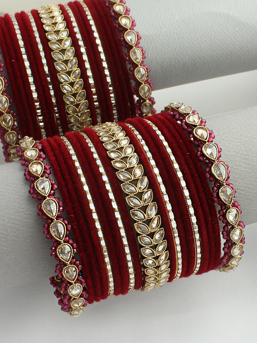 Sayali Bangle Set / Stack-Maroon