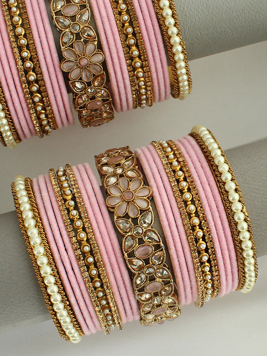 Ritavi Bangle Set / Stack - Pastel pink