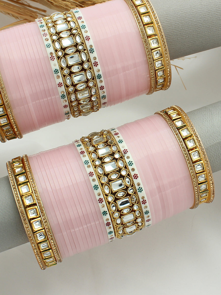 Sehar Bridal Choora Bangle Set-Pastel Pink