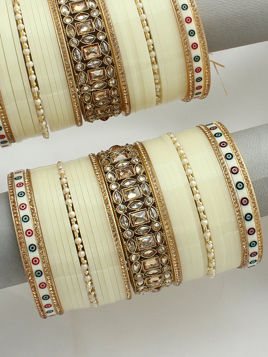 Alia Bridal Choora Bangle Set-Ivory