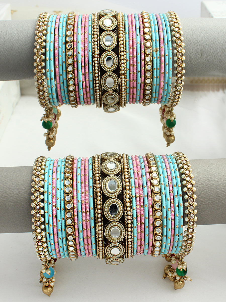 Hamel Bangle Set / Stack-Pastel Pink / Turquoise