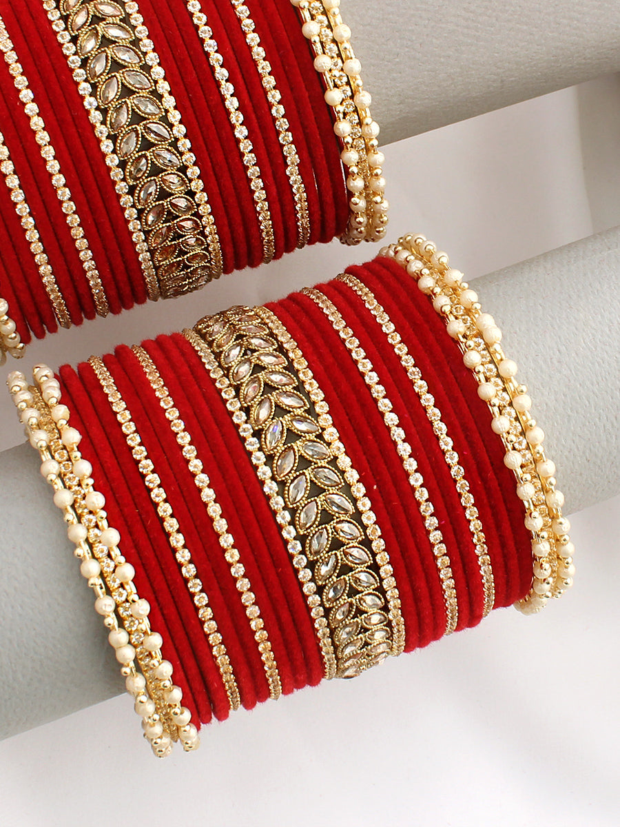 Riffat Bangle Set / Stack-Red