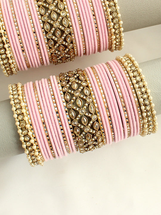 Mahima Bangle Set / Stack-Pastel Pink