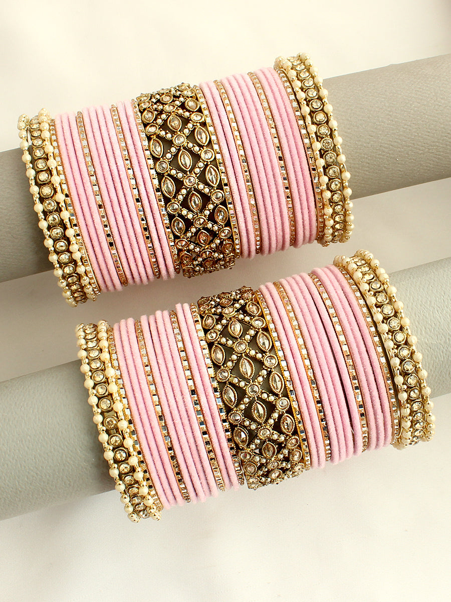 Mahima Bangle Set / Stack-Pastel Pink