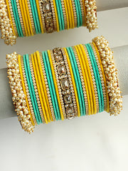 Zaira Bangle Set / Stack-Yellow / Sea Green