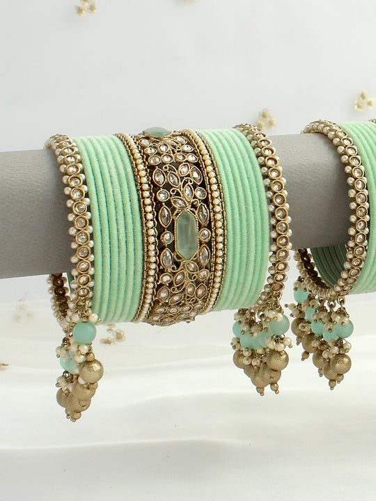 Enakshi Bangle Set / Stack-Mint Green