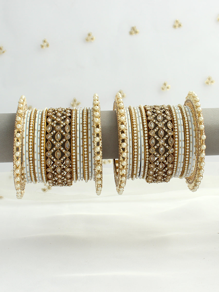 Dishani Bangle Set / Stack-White