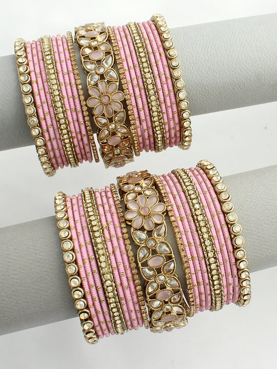 Saira Bangle Set / Stack-Pink