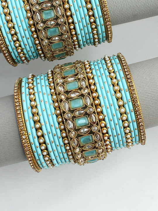 Nimrat Bangle Set / Stack-Aqua