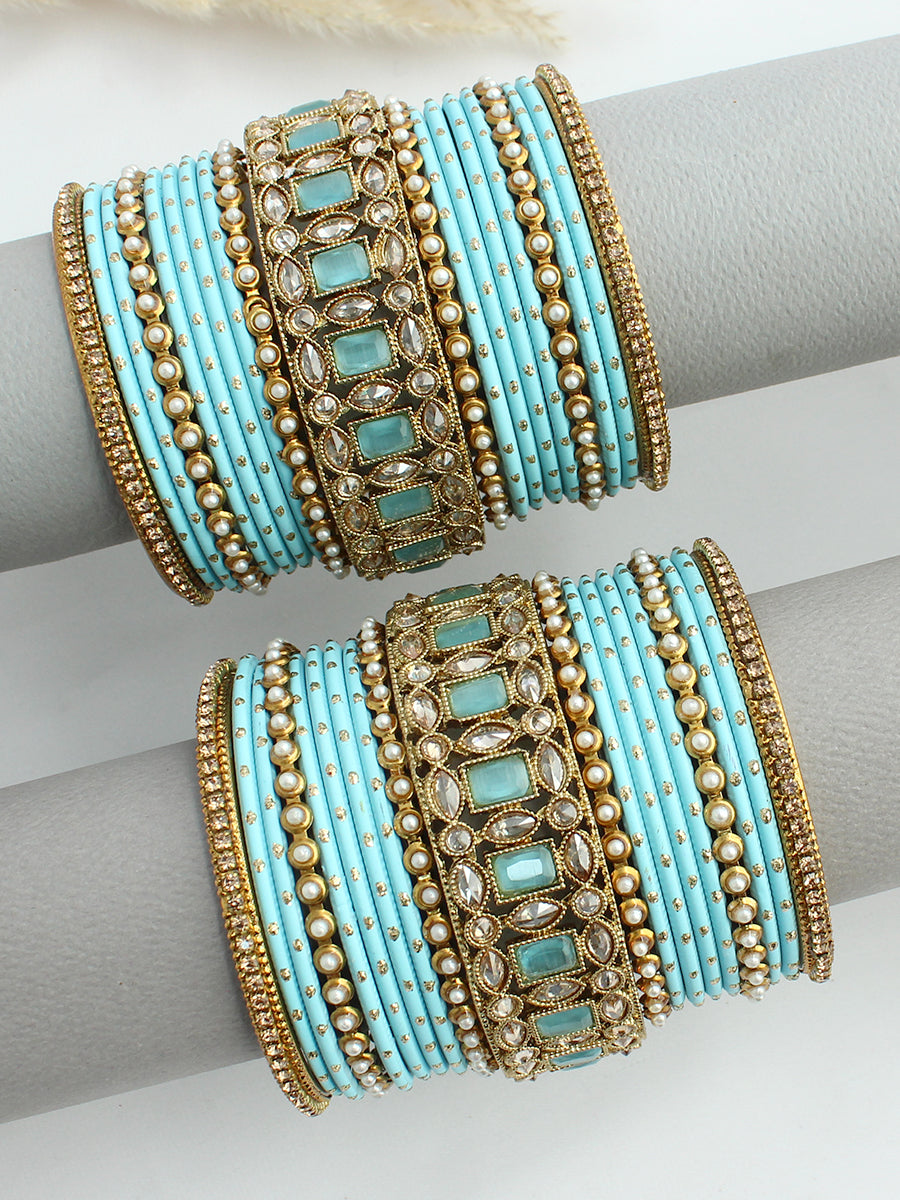 Nimrat Bangle Set / Stack-Aqua