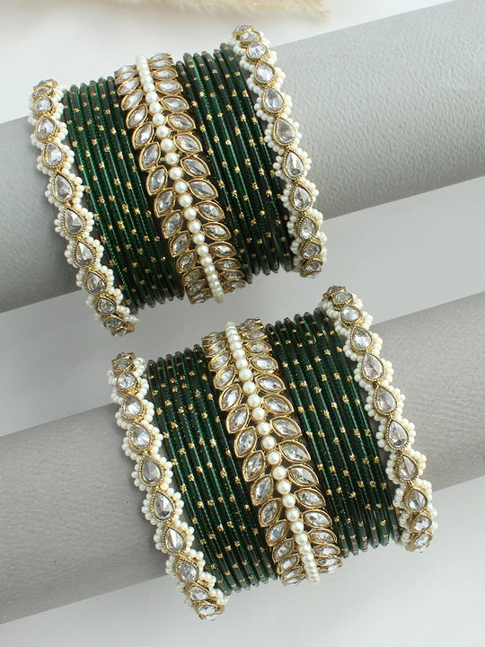 Saanjh Bangle Set / Stack-Green 