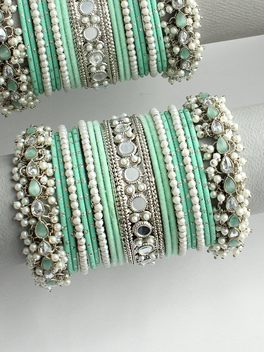 Jasleen Bangle set/ Stack-Mint Green 