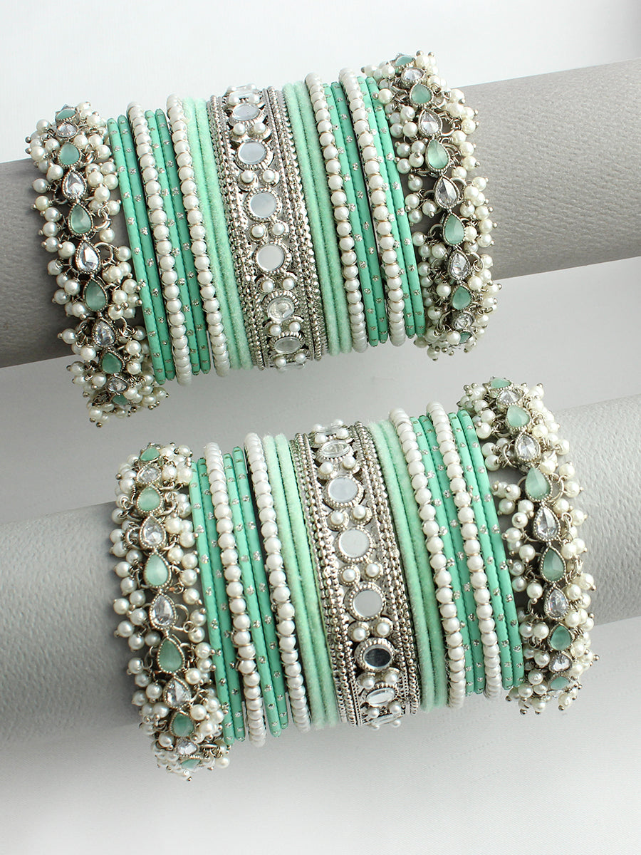 Jasleen Bangle set/ Stack-Mint Green 