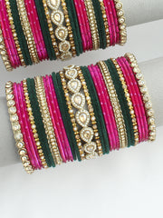 Chaavi Bangle Set / Stack -Pink & Green