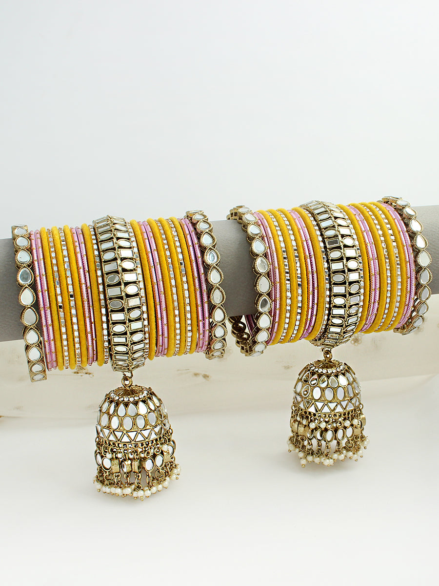 Mannat Bangle Set / Stack -yellow 