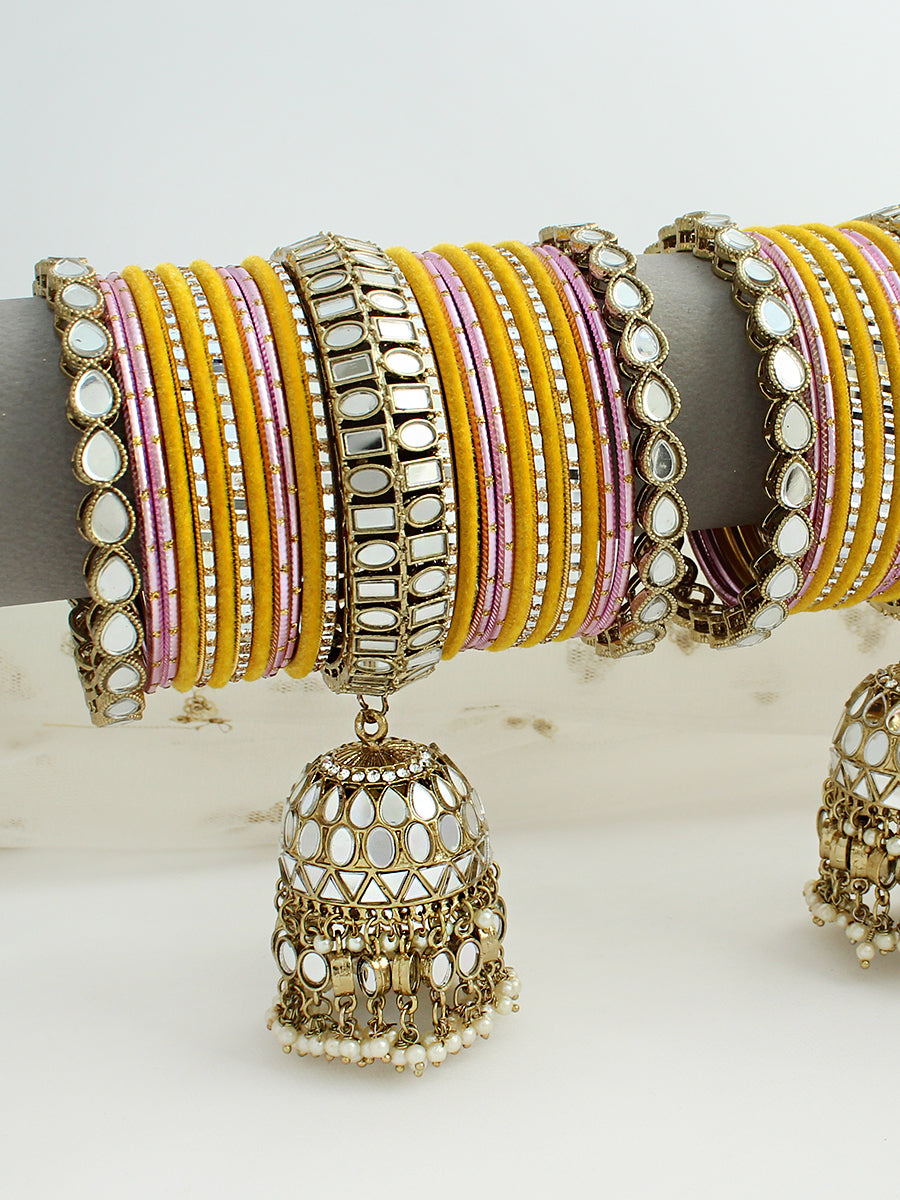 Mannat Bangle Set / Stack -yellow 