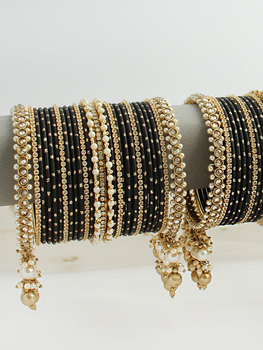 Ritanshi Bangle Set / Stack-Black 