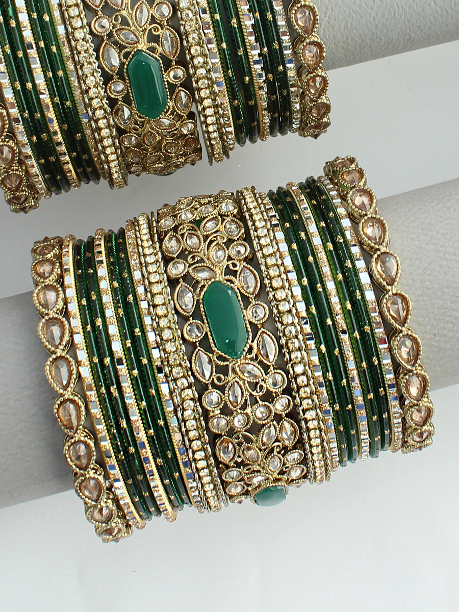 Pranjal Bangle Set / Stack-Green