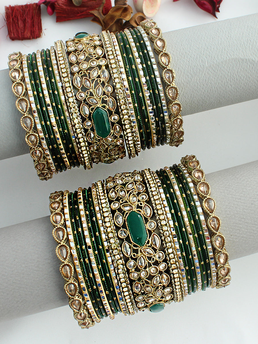 Pranjal Bangle Set / Stack-Green