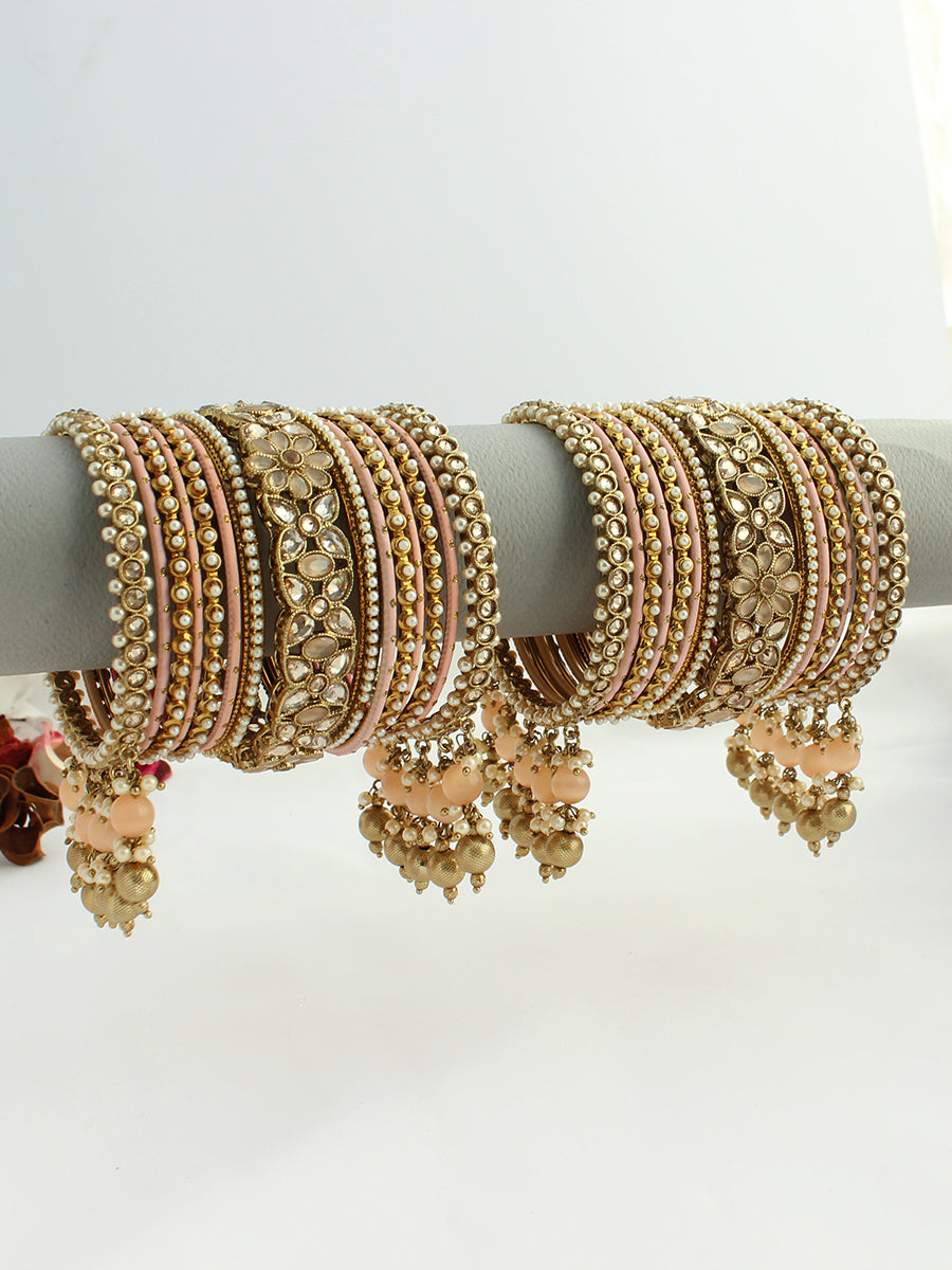 Vidhika Bangle Set / Stack -Peach