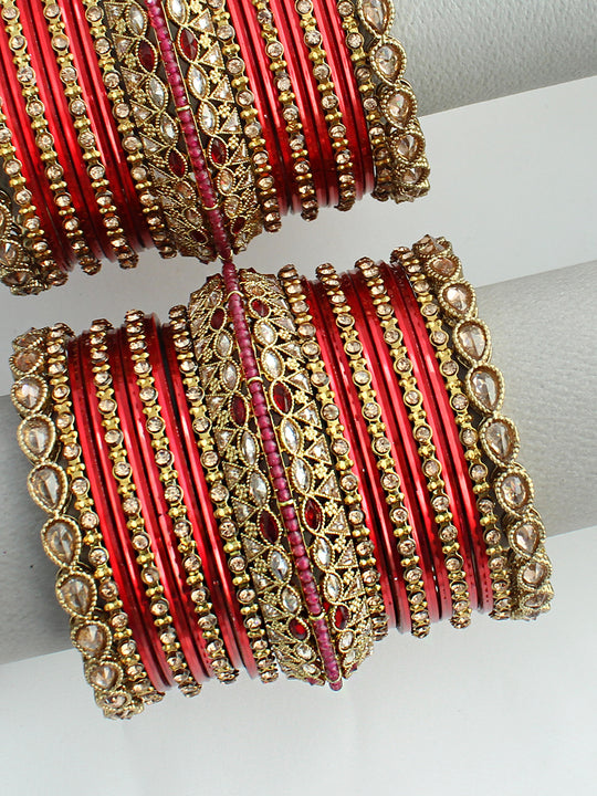 Chahat Bangle Set / Stack-Maroon