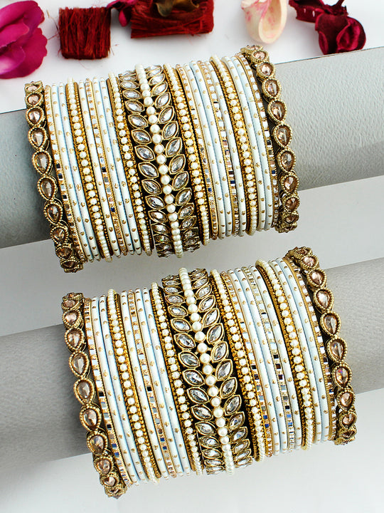 Drishti Bangle Set / Stack-White