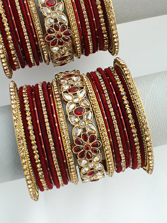 Nidhika Bangle Set / Stack-Maroon