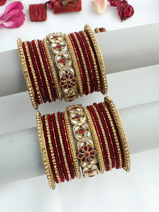 Nidhika Bangle Set / Stack-maroon