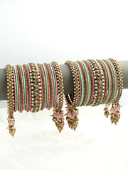 Harshita Bangle Set / Stack-Pastel Pink / Mint Green