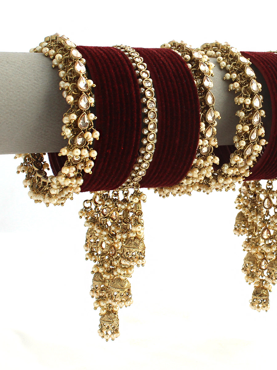 Avika Bangle Set / Stack-Maroon 