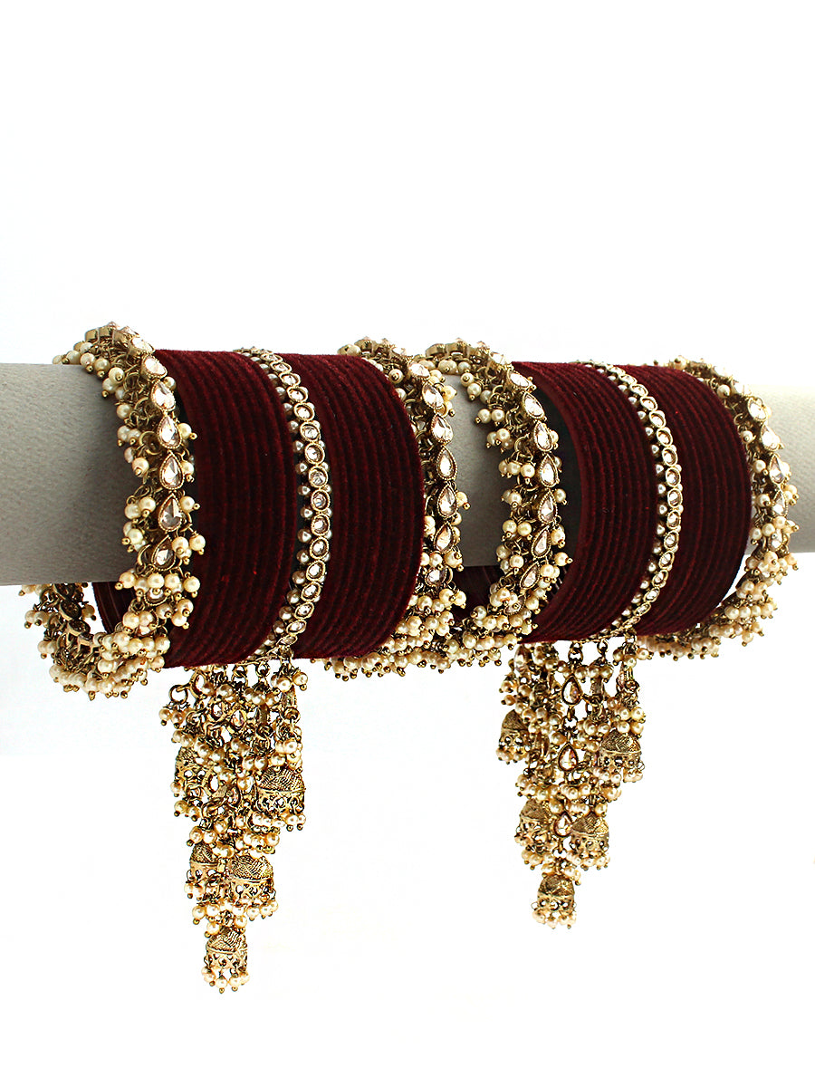 Avika Bangle Set / Stack-Maroon 