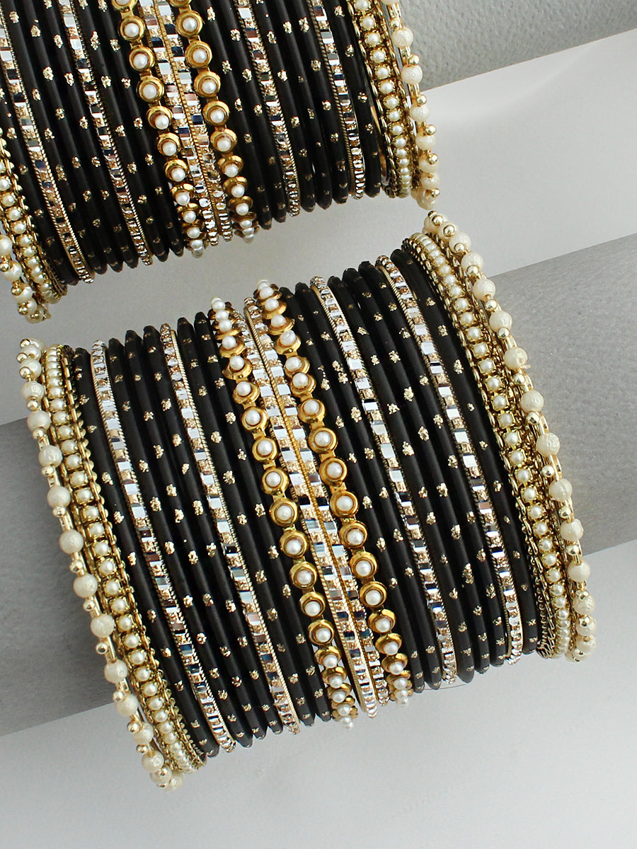 Bhumi Bangle Set / Stack-Black 