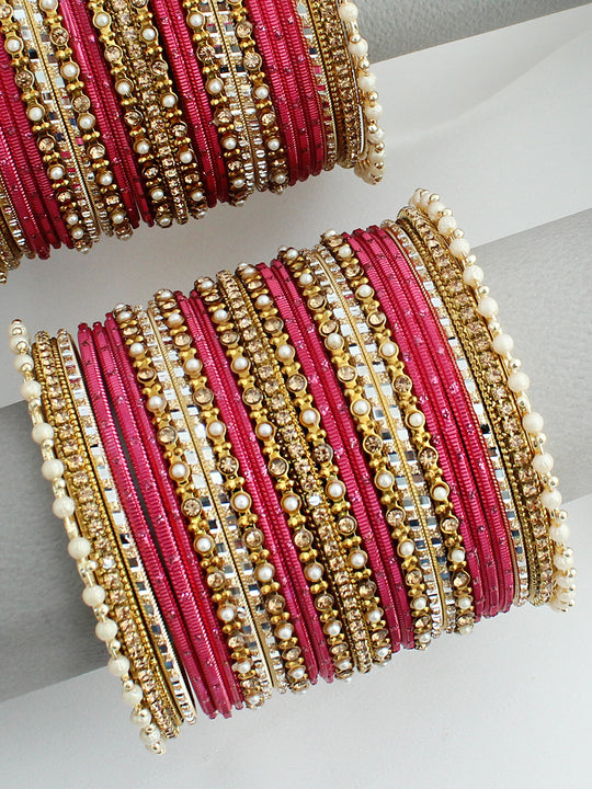 Arvita Bangle Set / Stack-Hot Pink 